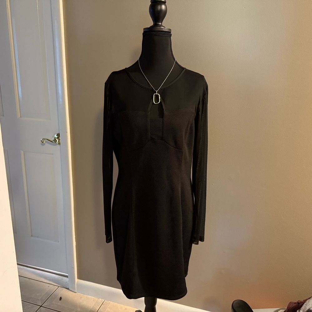 Mesh long sleeve mini dress